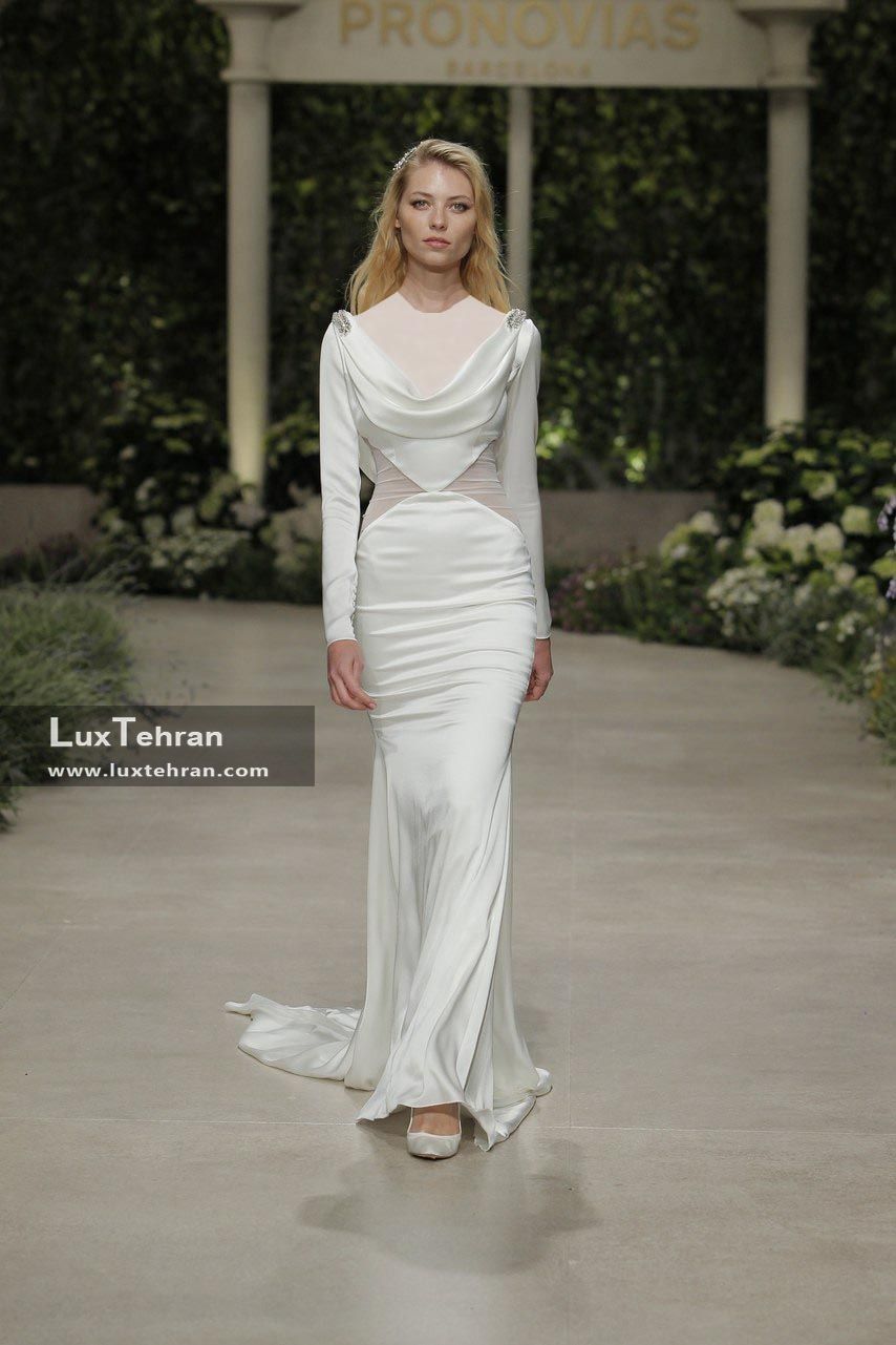  مدل لباس عروس 2018 شاهد طرح چسبان آستین بلند
