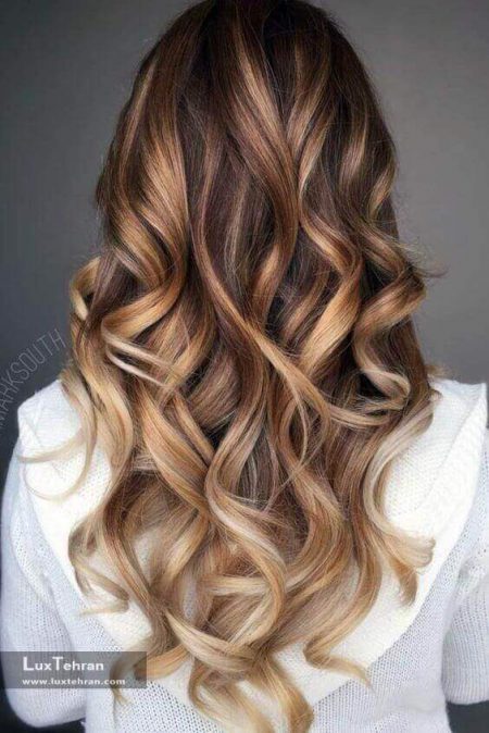 رنگ موی کاراملی روشن انتهای مو عسلی