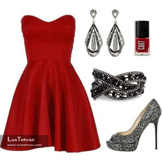  لباس شب زنانه کوتاه با رنگ جذاب قرمز