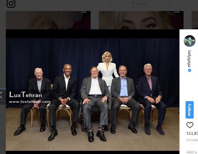 لیدی گاگا در کنار ۵ رییس جمهور اسبق ایالات متحده
