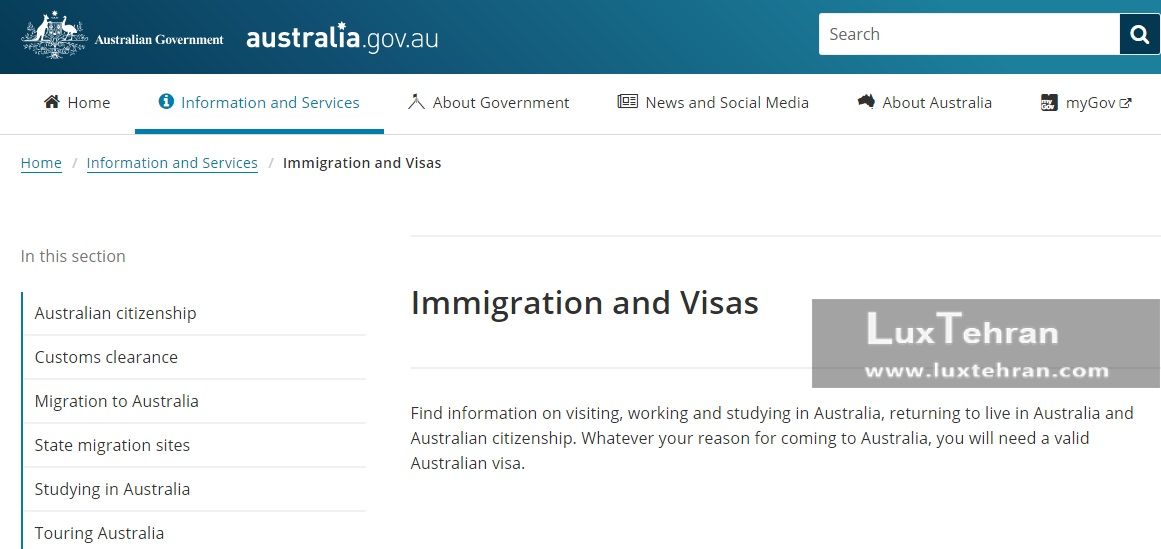 سایت اداره مهاجرت استرالیا