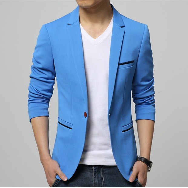 کت تک مردانه تک دکمه آبی رنگ