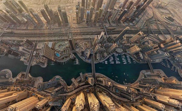 تصویری هوایی از مرکز شهر دوبی