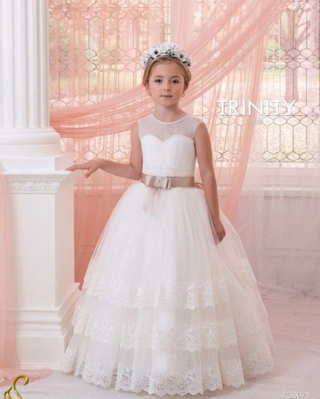 لباس عروس بچه گانه پرنسسی با تاج گل