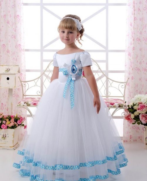 لباس عروسی بچه گانه گل آبی