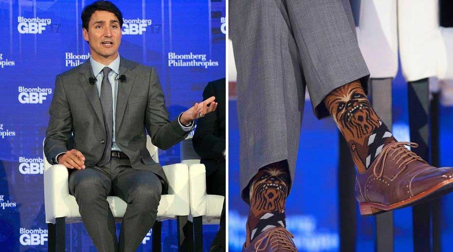جاستین ترودو، نخست وزیر جوان کانادا با پوشیدن جوراب های فانتزی و رنگارنگ