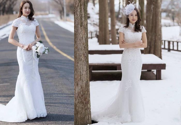  دو مدل پوشیده لباس عروس چینی برای بانوان لاغر اندام کوتاه قد