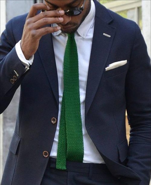 ست کراوات سبز با کت سورمه ای