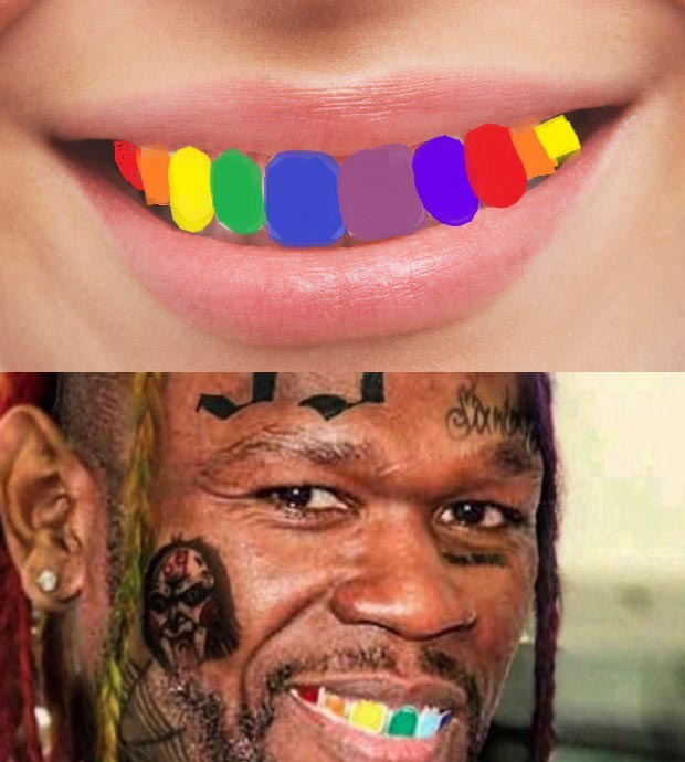 طرح رنگین کمانی rainbow teeth
