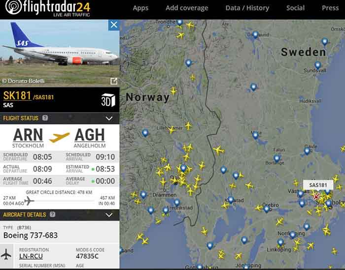 سایت flightradara24.com ترافیک خطوط هوایی جهان را به صورت زنده و مستقیم مشاهده کنید